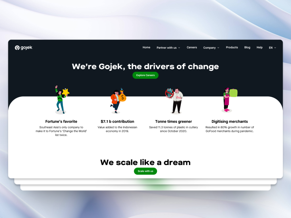 Website Gojek menggunakan NextJS sebagai framework mereka